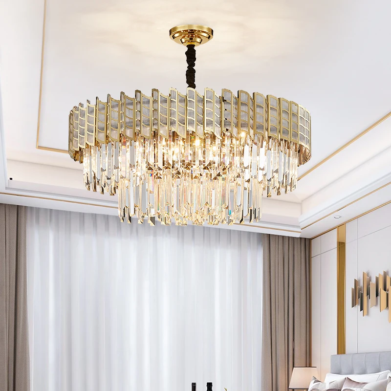 Stainless steel New Lighting Chandelier Modern Polished Round Living Room Dining Room Crystal Lamp Luxury Crystal Chandelier