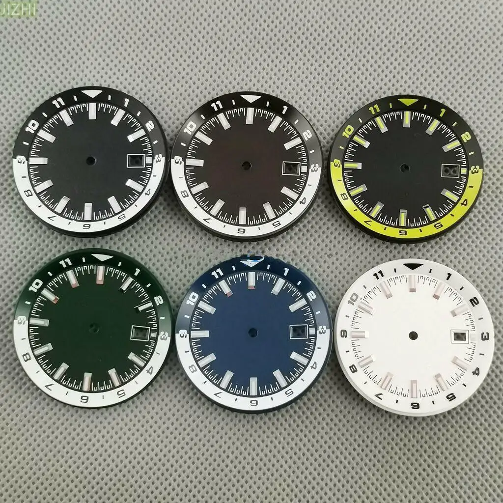 6 Colors Optional 36.5mm Steel C3 Green Luminous Watch Dial Replacement Parts For NH35 NH35A Automatic Movement