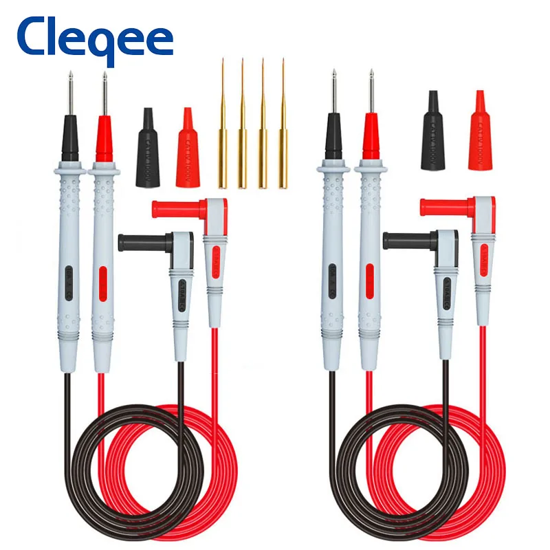 Cleqee-sondas multímetro de silicona suave, Cable de prueba de enchufe Banana de 4mm con agujas de repuesto afiladas, 1,5 M, P1505B, 1000V/10A