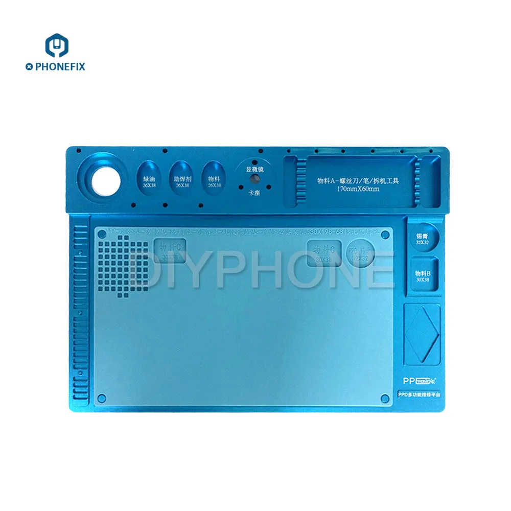 

Microscope Fixed Base Integrated Multifuctional Aluminum Alloy Mat Phone PCB Repair Pad With Welding Workbench Rubber Accessory