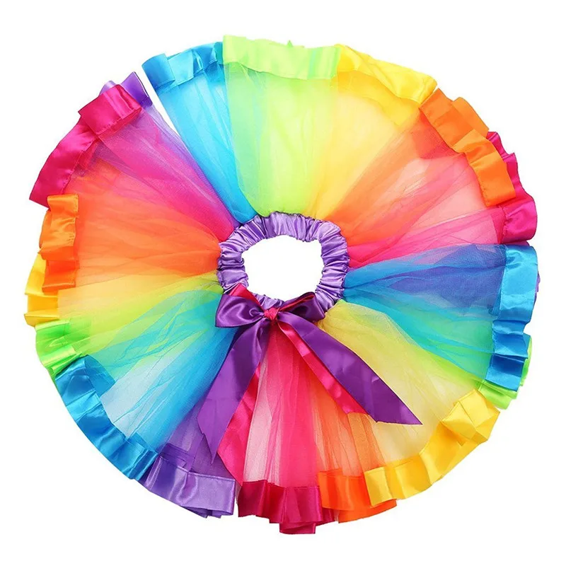 Mother Daughter Girl Women Rainbow Skirt Adult Kids Tutu Dancing Ballet Skirt Multicolour Petticoat Tulle Skirts 2020 New