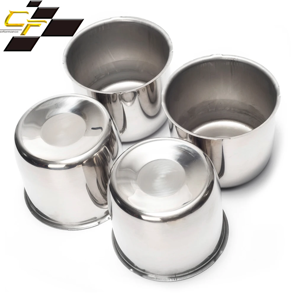 4pcs 108mm Push Through Center Cap For 4.25in Trailer/Truck Hubcap Rim Cover Bore 3.66in Tall Stainless Steel Chrome Accessories