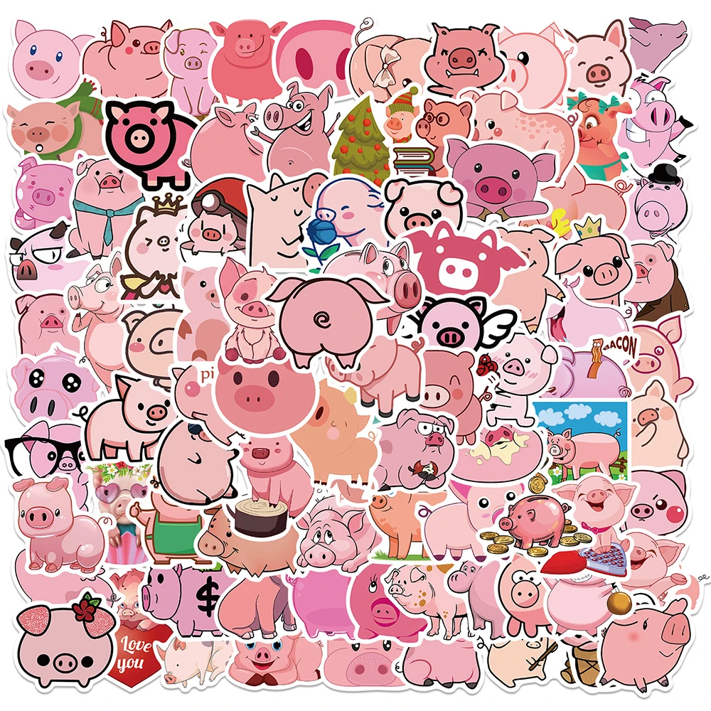 

10/30/50/100PCS Kawaii Pink Pig Cute Stickers Cartoon Animal Decals DIY Toy Skateboard Laptop Phone Suitcase Helmet Kids Sticker