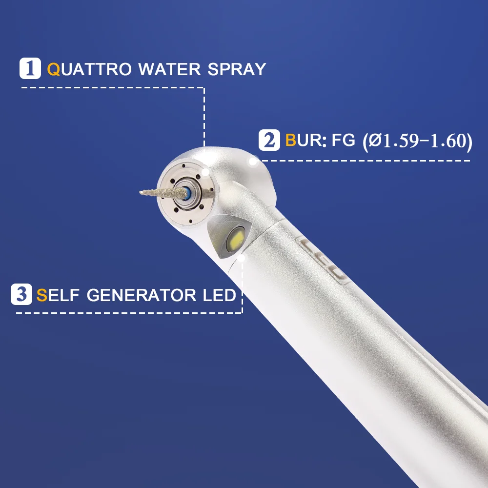 Stomatologiczne LED turbiny własny generator prądu szybka prostnica miniaturowe głowy pasuje 4 otwór moduły dentystyczne wykonane w Foshan