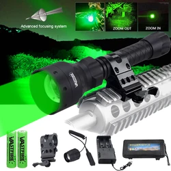 6000Lumen T50 Green Light E2 LED Tactical Hunting Flashlight 18650 Battery Torch Lamp Lantern with Charge Rifle Scope Mount