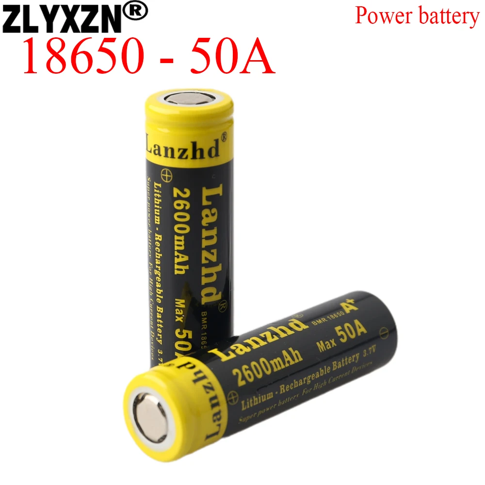 

12PCS battery 3.7V 50A Large current 18650 2600mA lithium li ion battery for High current High Drain Devices batteries