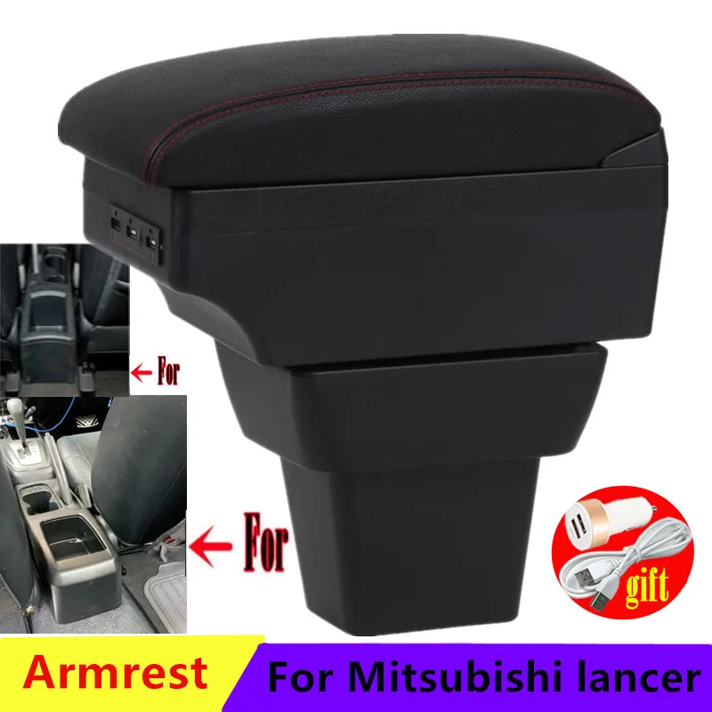 Armrest Box For Mitsubishi lancer Car Arm Rest Interior Parts Center Storage box with USB LED light Accessories