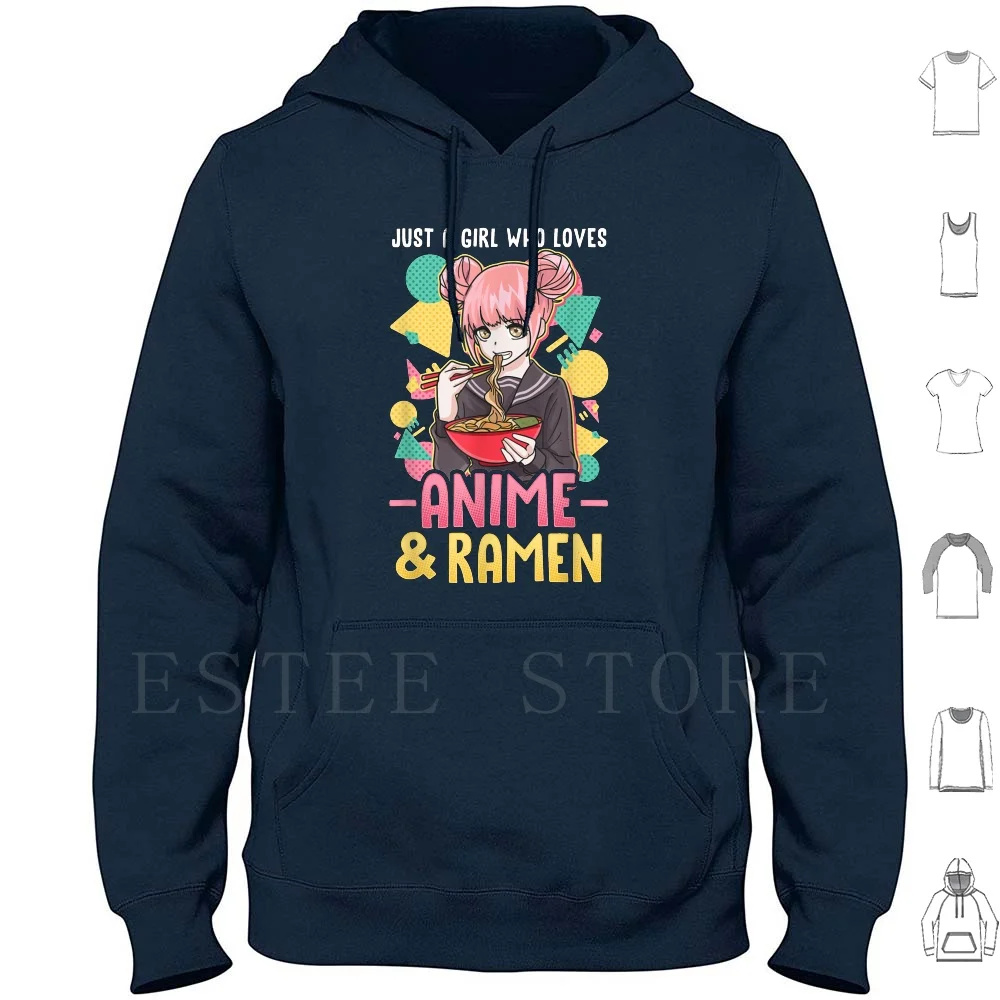 Just A Girl Who Loves Anime And Ramen Shirt Women Girls Hoodies Anime Ramen Manga Japanese Japan Cute Noodles Food