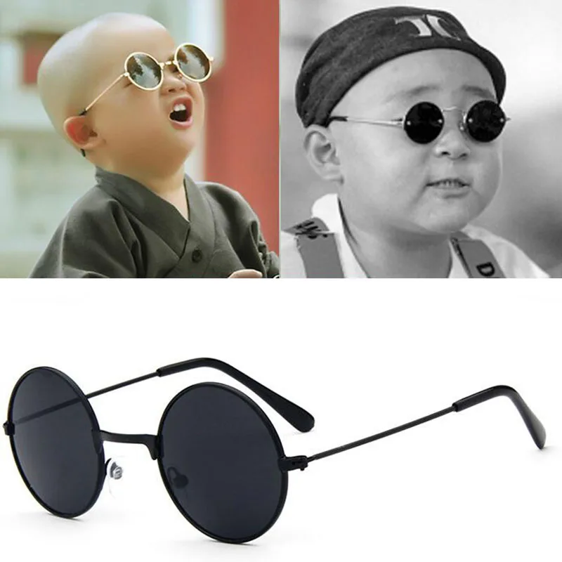 

Metal Black Round Kids Sunglasses Brand little girl/boy Baby Child Glasses goggles oculos UV400 Small face Suit For 2~6 age