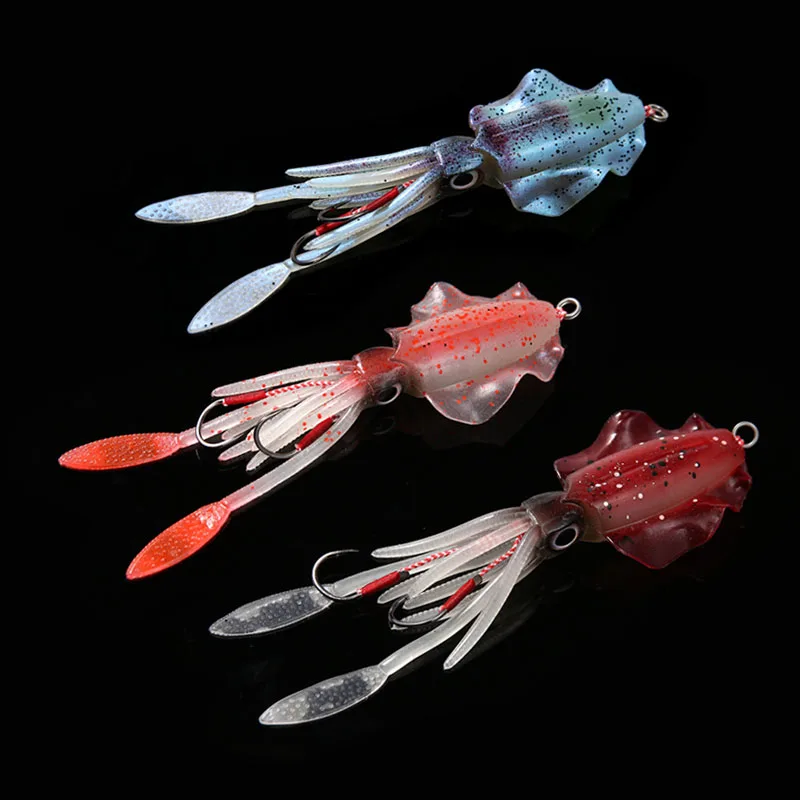 【Special Deal】Glow Fishing Soft Lure Octopus Calamar Pesca Mar Sea Fishing Wobbler Bait Squid Jigs Fishing Lures Silicone Lure
