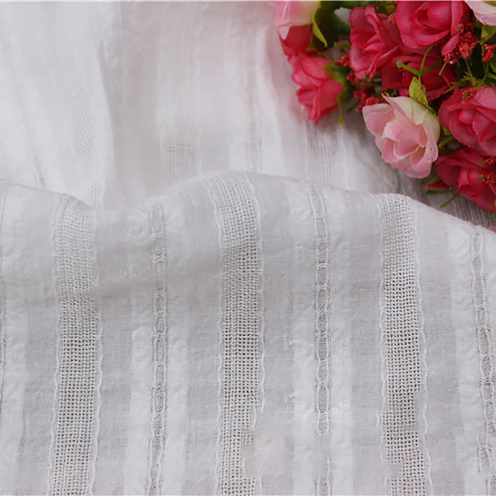 Thin Material Pure Cotton Jacquard Fabric For Woman Shirt Dress Sewing DIY Home Textile 45*140cm