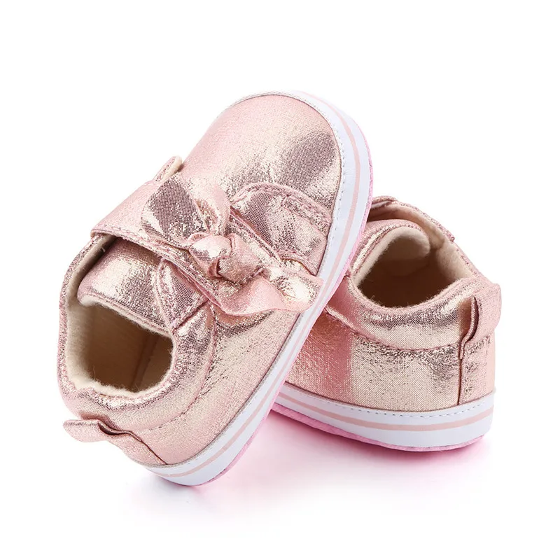 New Baby Shoes Lovely Bowknot Infant PU First Walkers Soft Sole Casual Shoes Boys Girls Comfortable Sport Shoes