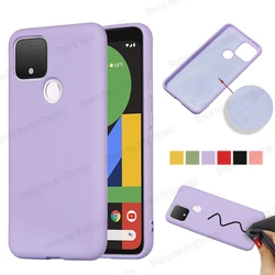 Liquid Silicone Phone Case For Google Pixel 5A 4A 5 4 3 5XL 4XL Candy Color Matte Protection Cloth Lining Shockproof Back Cover