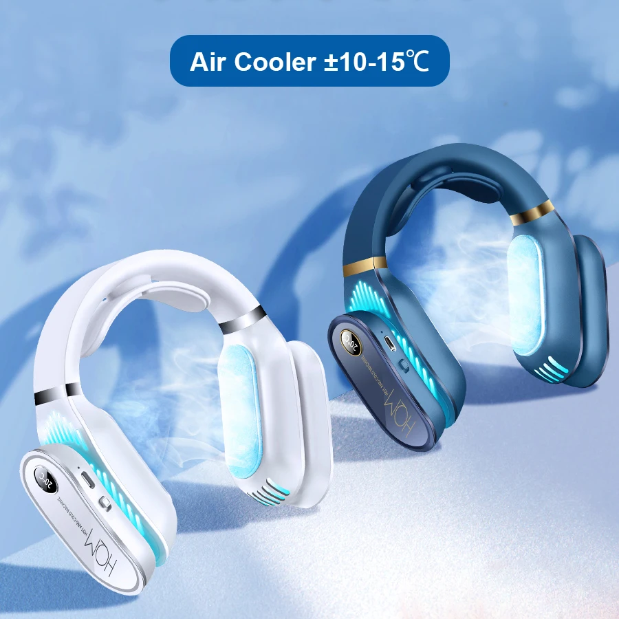 

Portable Neck Fan Summer Air Cooler Bladeless Fan USB Leafless Fans Cooling Conditioner Wearable Neckband Fan With Warm Heater