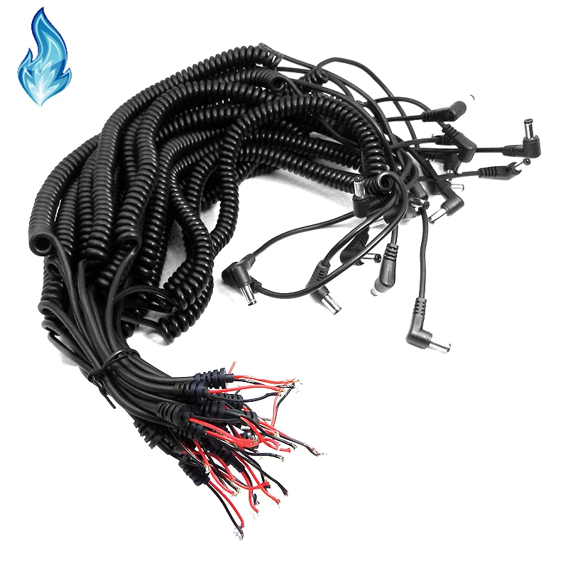 10PCS 5.5x2.5mm Male DC Plug Spiral Coiled Power Cable Wire Cord for Camera DC Coupler AC-PW20 NP-FZ100 DR-E6 DR-400 DMW-DCC3