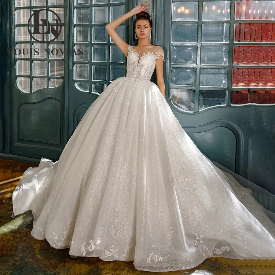 LOUIS NOVIAS Ball Gown Wedding Dresses For WomenSexy Luxury Princess Backless Bridal Dress Beaded Sweetheart Vestidos De Novia