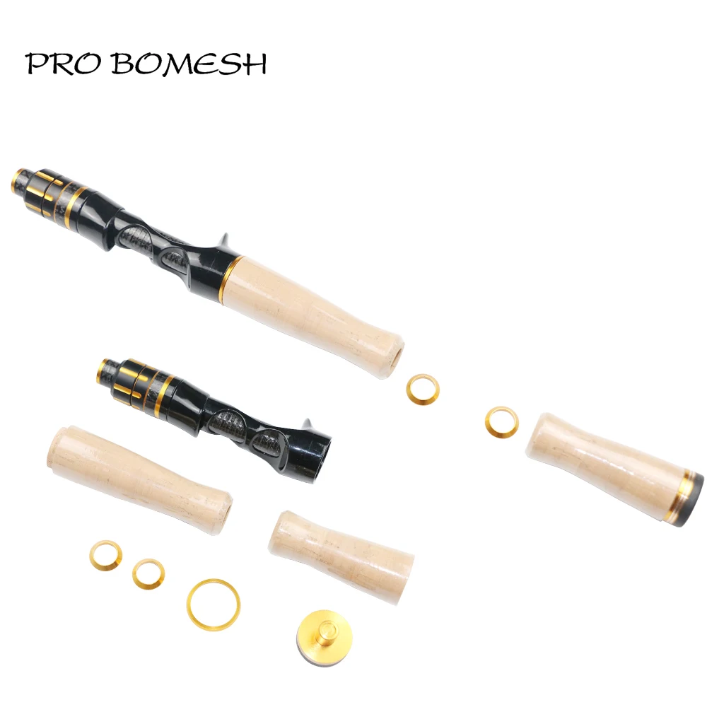 Pro Bomesh 1Set 4Axis Woven Carbon 68g 75g Aluminum Hood Split 3A 4A Cork Casting Handle Kit DIY Fishing Rod Component Accessory