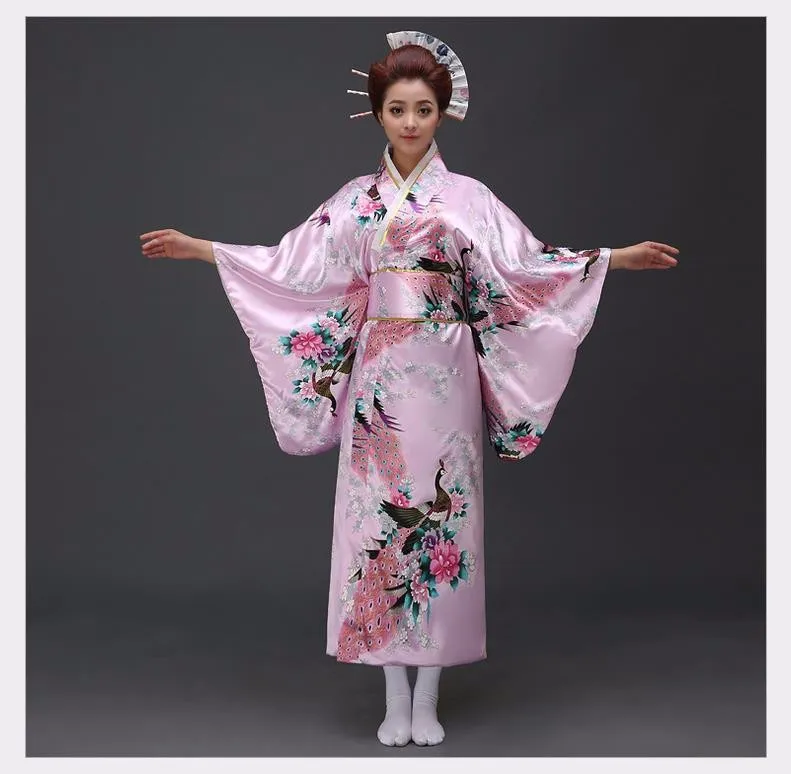 Lake Blue National Trends Women Sexy Kimono Yukata With Obi Novelty Evening Dress Japanese Cosplay Costume Floral One Size