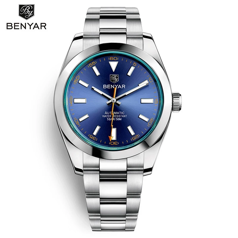 BENYAR Mens Watches Top Brand Luxury Mechanical Automatic Watch Men Stainless Steel Waterproof Business Wristwatch reloj hombre