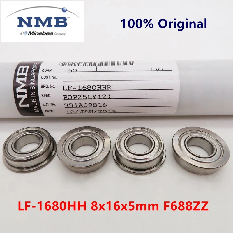 Original NMB Minebea flange bearing LF-1680HH 8*16*5 mm F688ZZ miniature flange ball bearings 1680 F688  8x16x5 mm