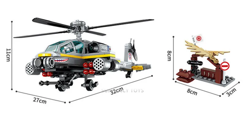 ENLIGHTEN 280PCS Military Attack AH-64 Helicopter Gunships Apache Building Blocks Soldiers War Bricks Educational Boys Toys