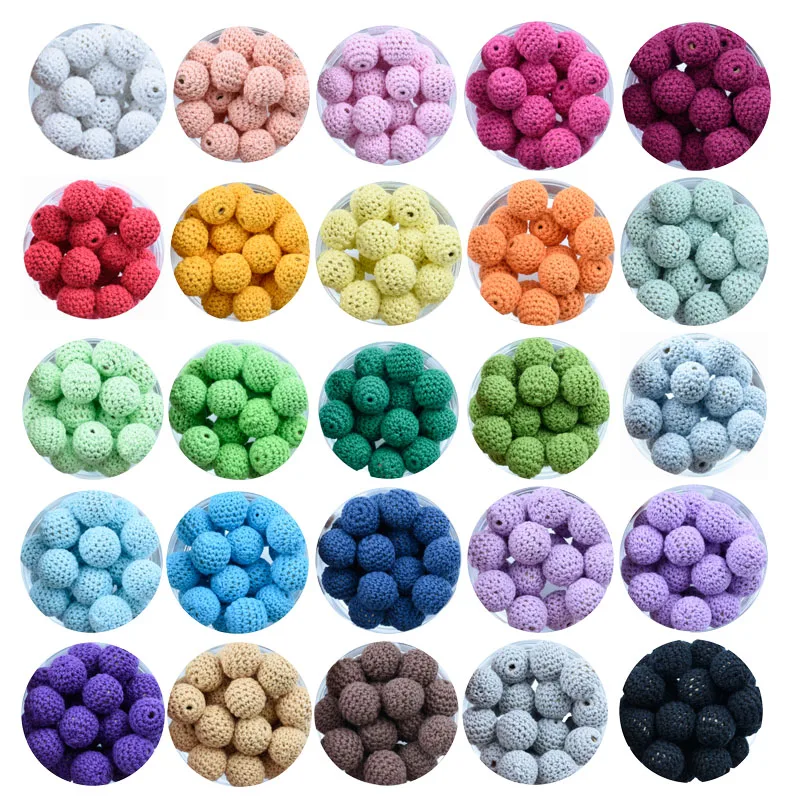 10 PCS Mint Color 16-20 MM Knitting Cotton Crochet Wooden Loose Beads Balls For DIY Decoration Baby Teether Jewelry Necklace Toy