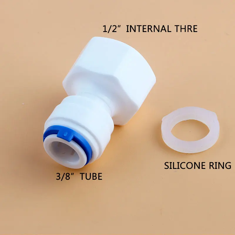 Purificador de água com rosca interna, filtro de água, encaixe rápido do conector, tubulação plástica reta, 43N diâmetro 19mm, 1/2 in a 3/8 in Tube