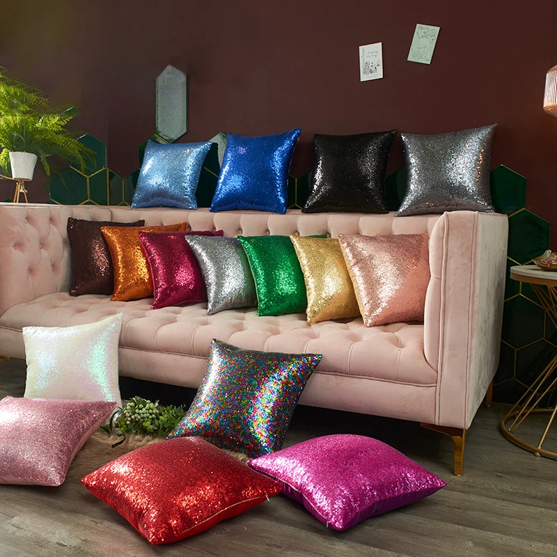 Cushion Cover 40*40cm Luxury Mermaid Glitter Pillow Pillowcase with Sequin  Throw pillows Home Decor Pillow Cases