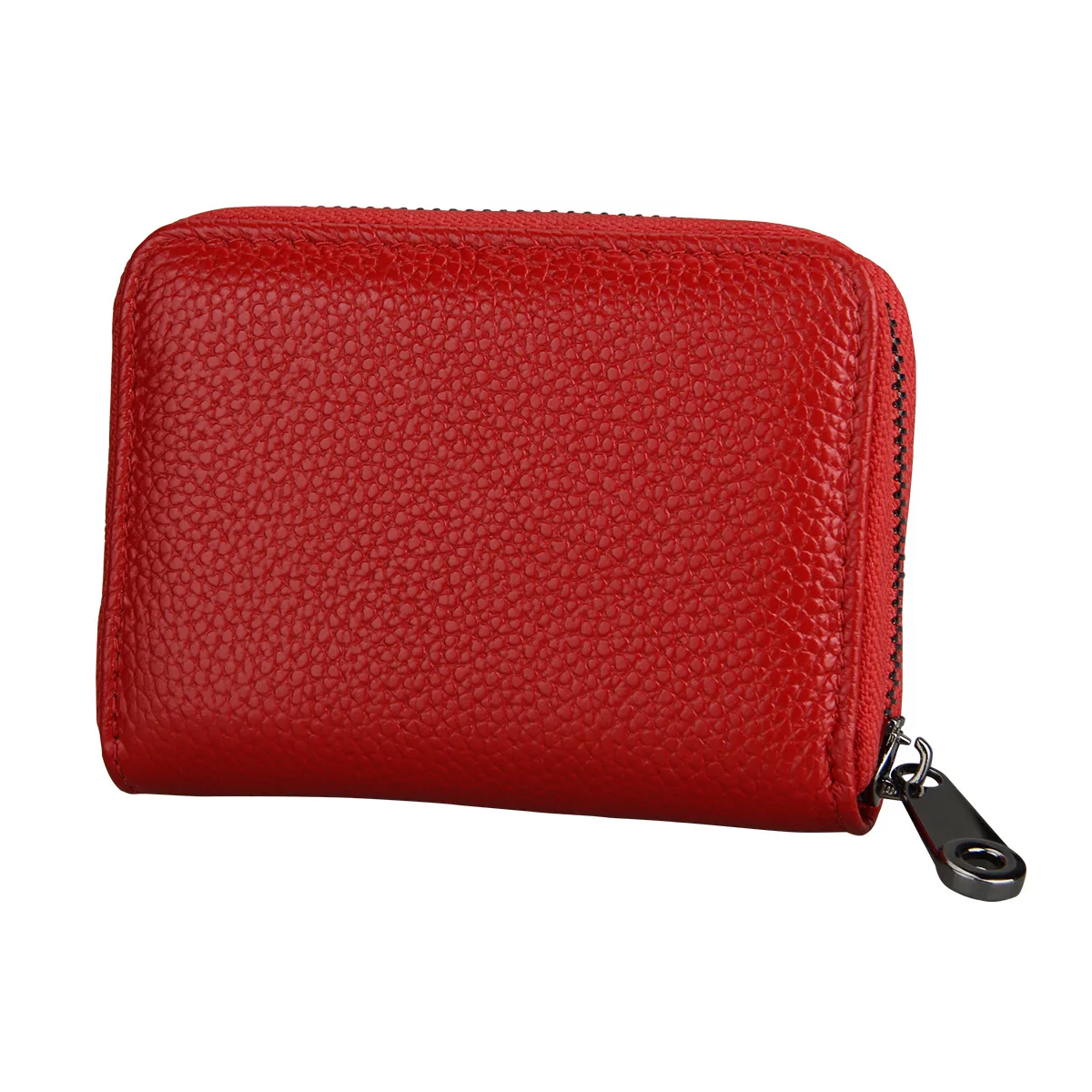 Leather Card Case RFID Credit Card Case Large Capacity Ladies Wallet Passport Holder Coin Purse Zipper Document Case Men