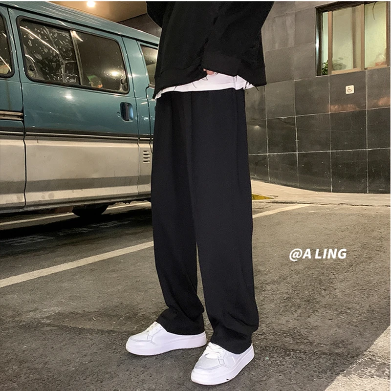 Straight Sweatpants Men Harem Pants Male Korean Loose Casual Streetwear Sport Trousers Men\'s Solid Color Joggers Oversize Pants