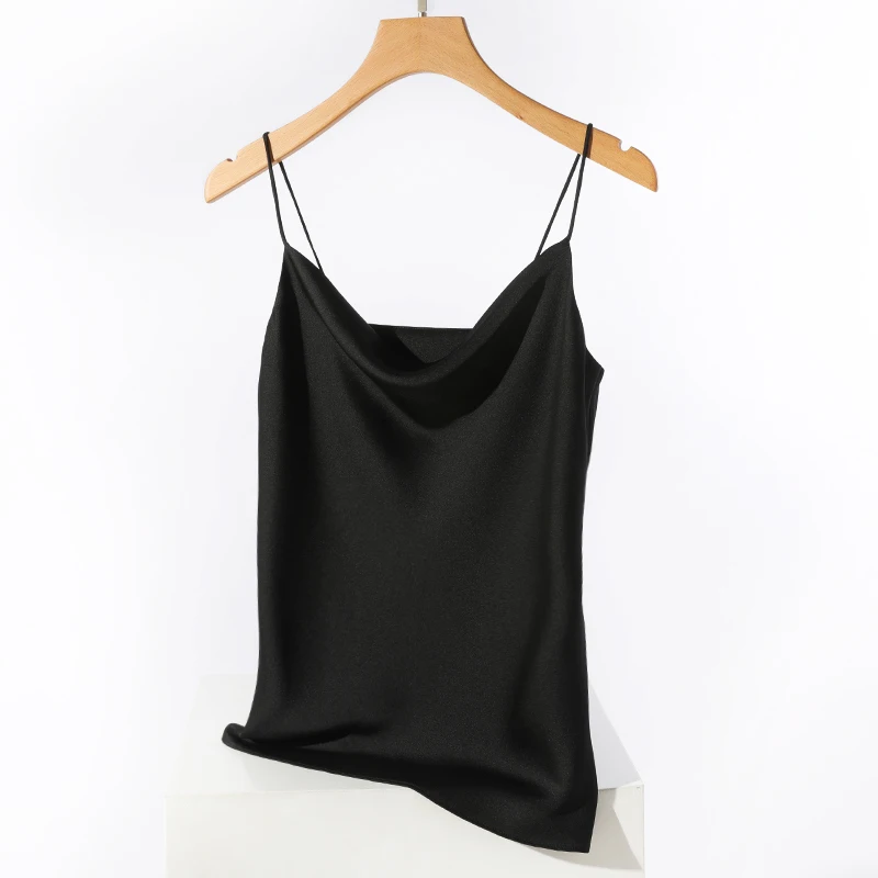 Crop Top Cami Satin Women Thin Wild Solid Camis Vest Women Tank Tops Summer Sexy Strap Basic Tops Silk Sleeveless Y2K Camisole