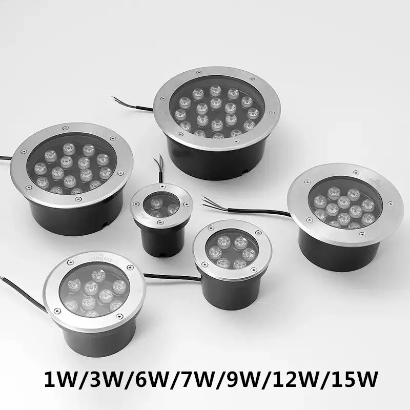 

LED 12V RGB Underground Light Outdoor Waterproof Spotlight Embedded Garden Courtyard Colorful Round Floor Buried Lamp110V 220V