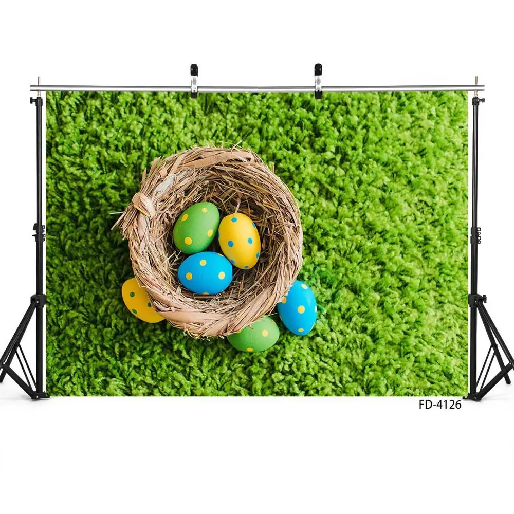 Easter Eggs Grassland Photo Backdrop Computer Printed Backgrounds Photography Props for Baby Children Family Party Photophone