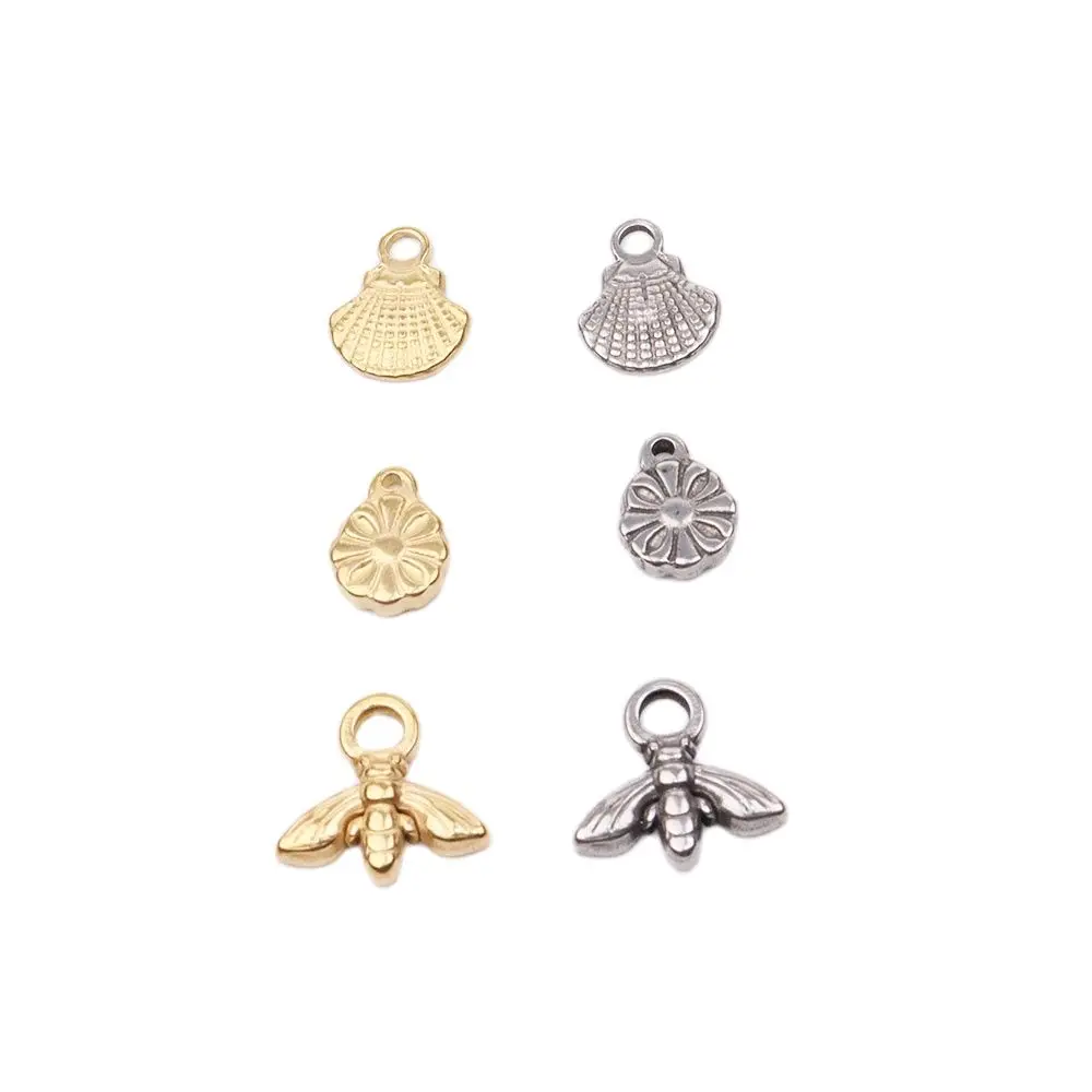 

5pcs Wholesale Casting StainlessSteel High Quality Shell Bee Charms Pendant DIY Necklace Earrings Bracelets Unfading 2 Colors