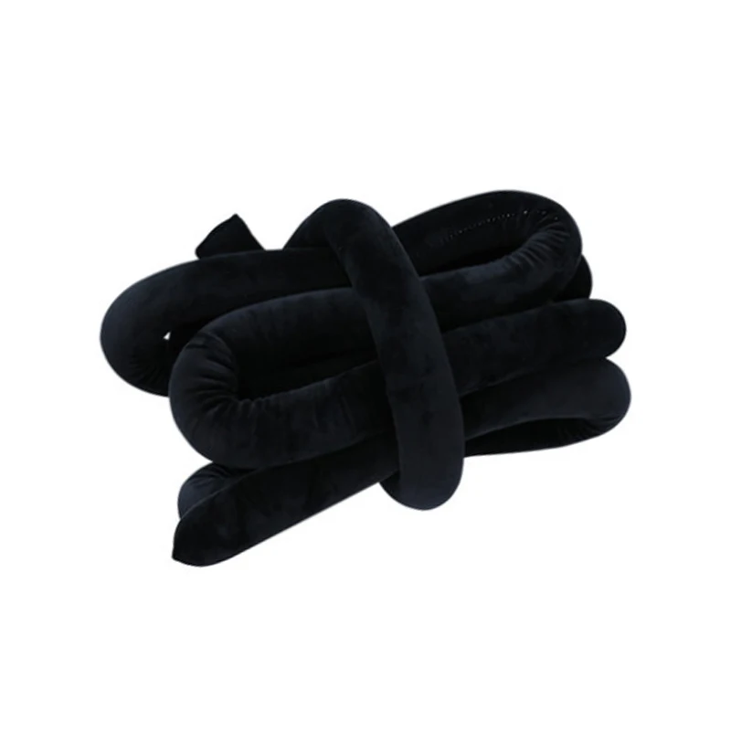 The Baby Bumper Bed iswound with woven Braid Knot Pillow Cushion Bumper for Infant Crib Protector Cot Bumper Room Decor black