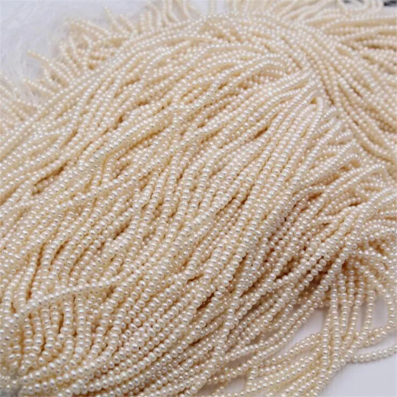 White Natural Freshwater Pearl Beads Near circle Round Cultured Pearls For DIY Women Handmade Bracelet Accessories 15''inches