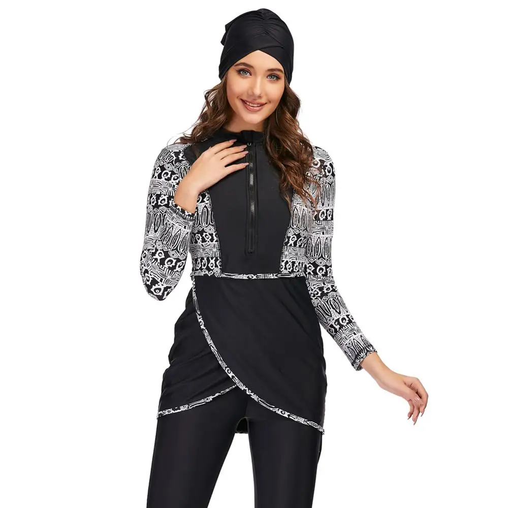 2022 Modest Muslim Swimwear Full Coverage Islam Swimsuit Bikini Hijab Burkinis Beachwear Swimwear Plus Size