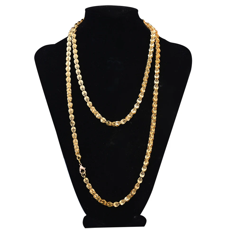 Dubai Gold Color Necklace for women Girls 120cm Women Girl Wife Bride Wedding Necklace