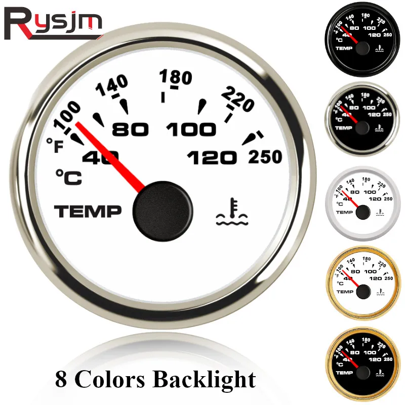 52mm 40-120 Celsius Digital temperature gauge Waterproof Water Temp Meter For Engine Auto Yacht Boat 8 Colors Backlight 9-32V