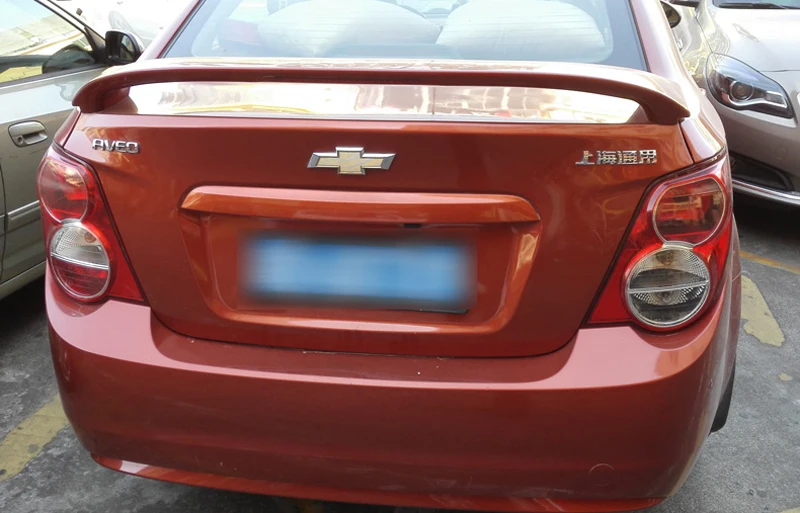 For Aveo Spoiler ABS Material Car Rear Wing Primer Color Rear Spoiler Press the tail For Chevrolet Aveo Spoiler 2010-2015