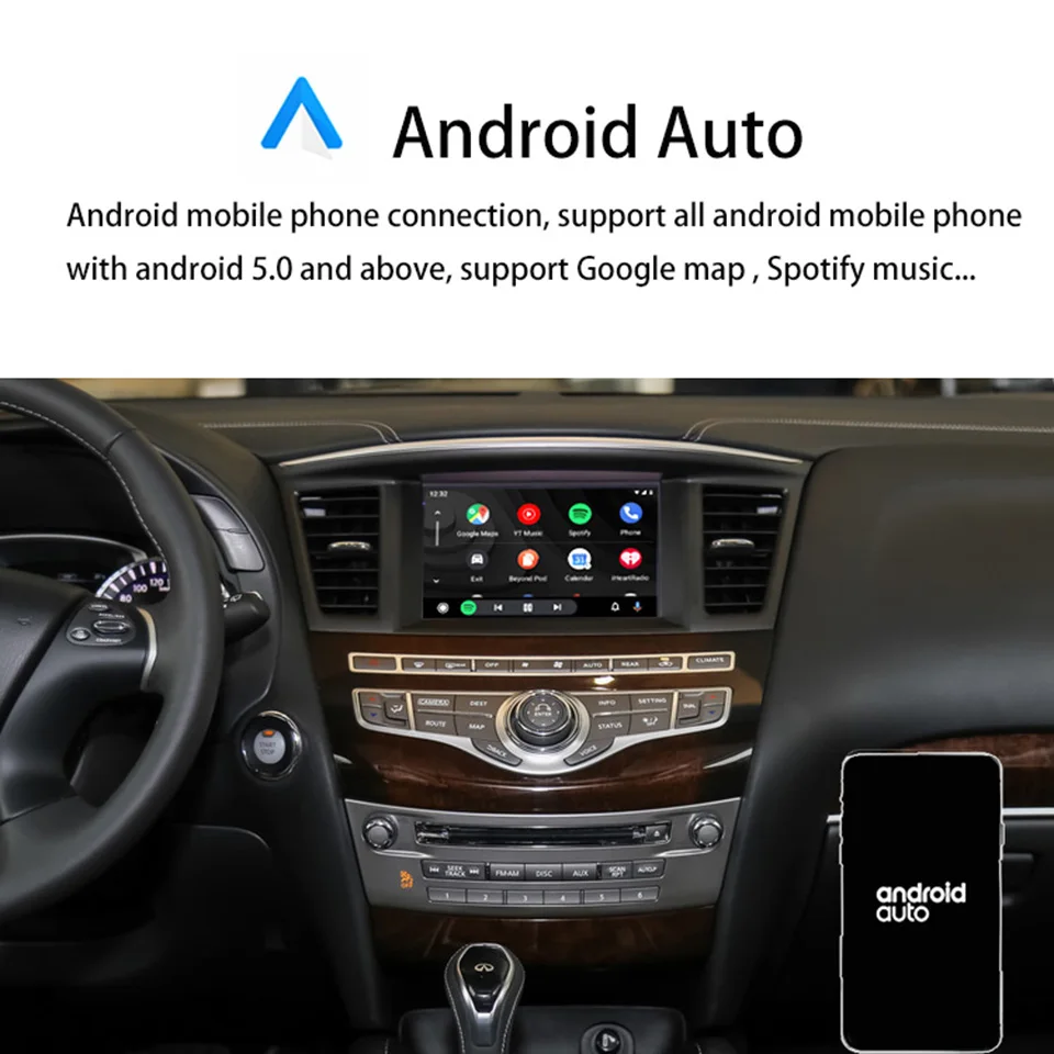 Car Multimedia Video Interface Wireless Android Auto Apple CarPlay Retrofit Kit for Infiniti QX60 G37 QX50 Q70 2014 to 2026