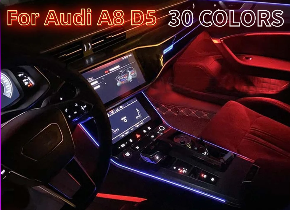 

For A8 30 Color LED Ambient Light Lamp For Audi A8 D5 2018 Interior Atmosphere Light