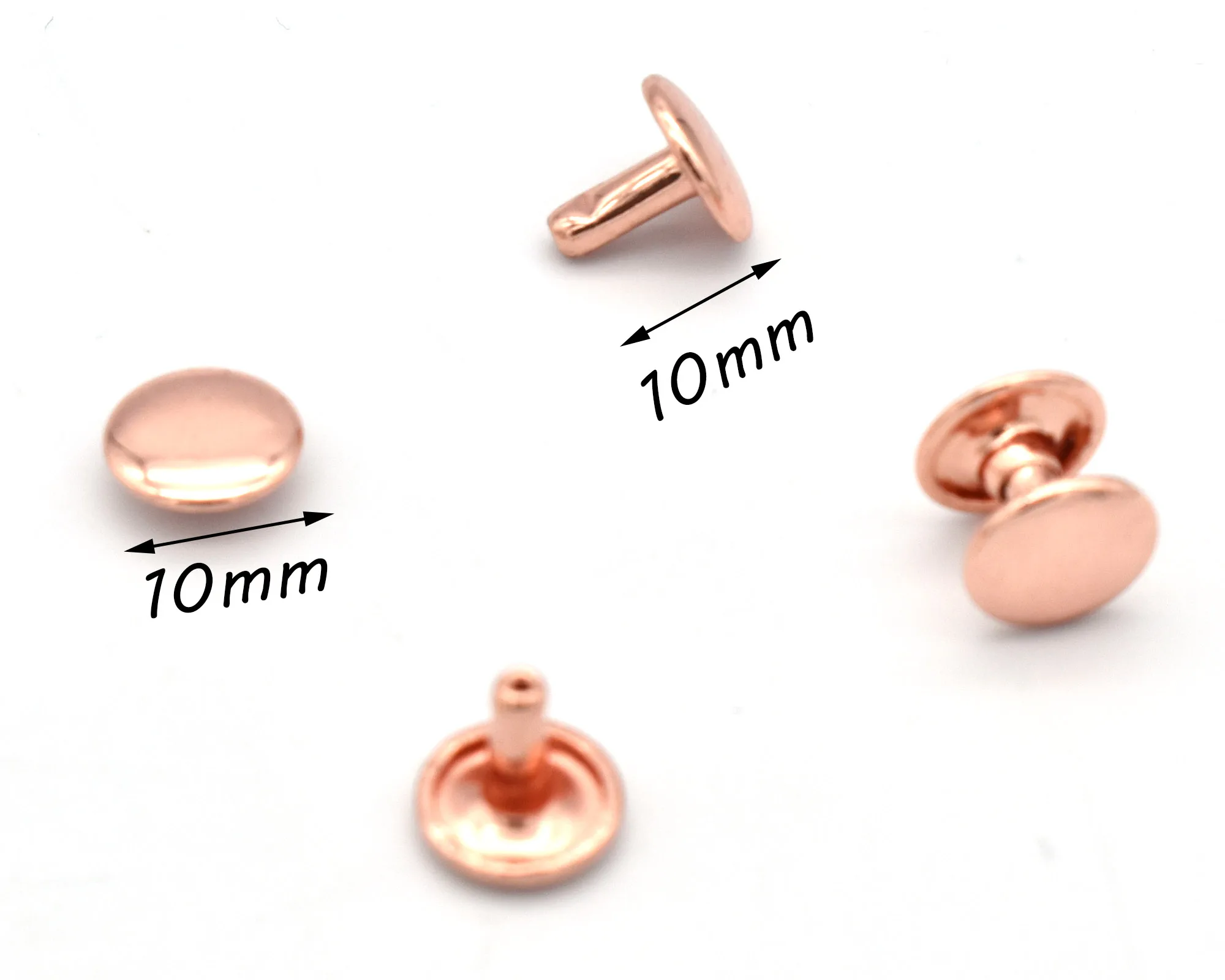 10mm Rose Gold Double Round Cap Metal Button Antique Rivet Studs For Purse Bags Handbags Shoes Belts Leather