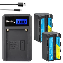 Oryginalny probty 5200mAh NP F750 NP F770 NP-F750 bateria + ładowarka USB z wyświetlaczem LCD dla Sony NP F970 F960 F550 F570 QM91D CCD-RV100 TRU47E