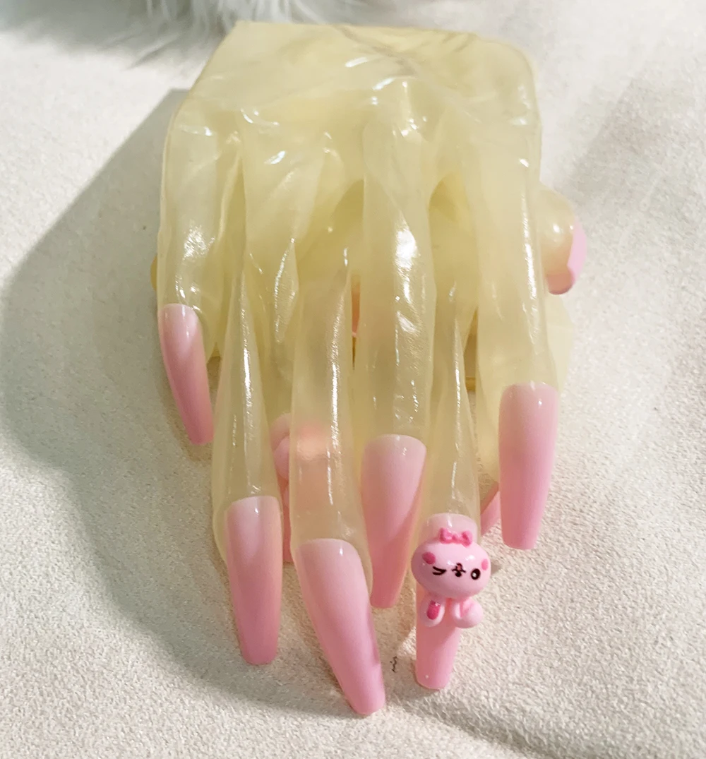 Crossdress Men To Women Oil Shiny Transparent Super Thin Latex Zentai Long Nails Fetish Gloves Sheer Cosplay Kigurumi Gloves