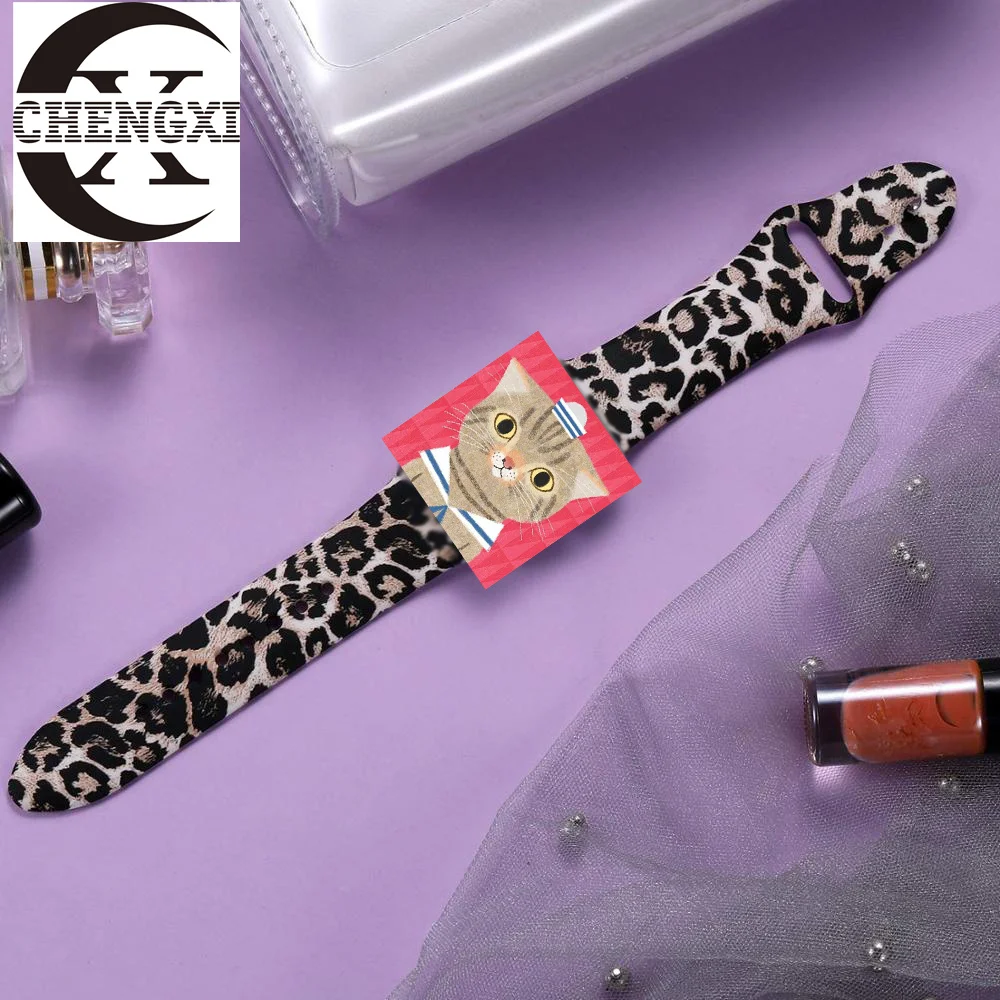 Leopard Printing Bracelet for Apple watch Band 44 40 41 45 38MM 42MM Belt For iwatch Series 7 6 SE 5 4 3 2 Women Silicone Strap