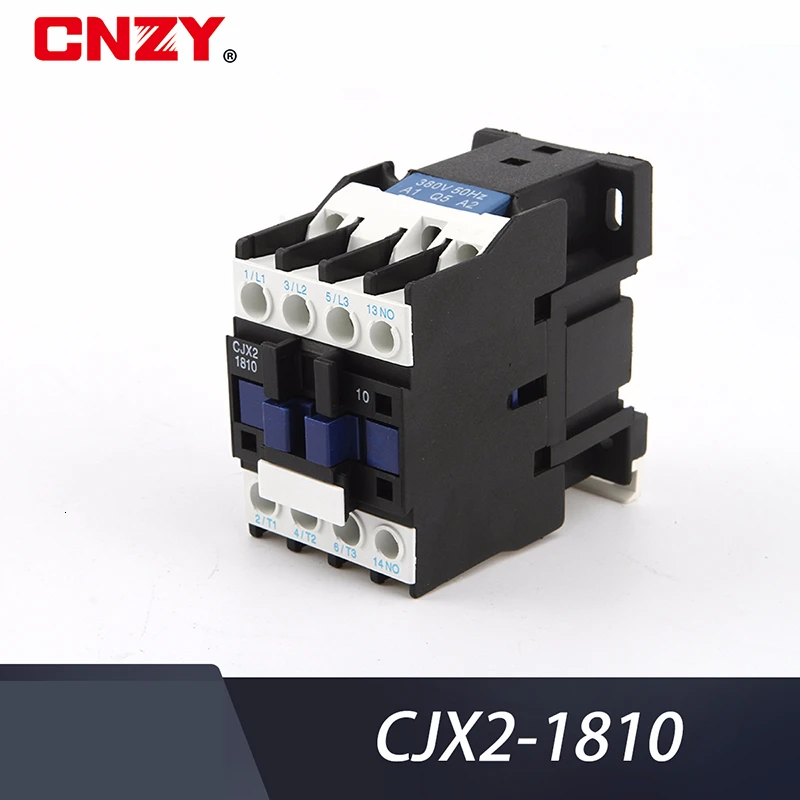 

CJX2-1810 LC1 AC Contactor 18A 3 Phase 3-Pole NO Coil Voltage 380V 220V 110V 36V 24V 50/60Hz Din Rail Mounted 3P+1NO Normal Open