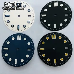 Miuksi 31mm black blue white sterile dial luminous dial fit NH35 movement