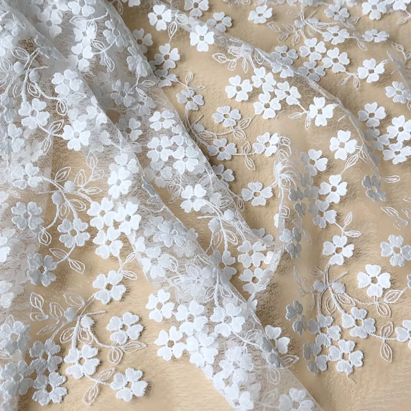 Lace Fabric White Eyelash Soft Lace Wedding Fabric 100x120cm