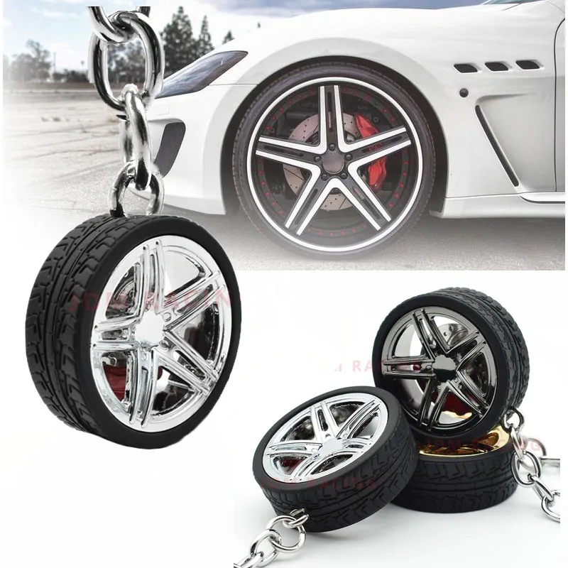 Hot RIM Car Wheel hub Keychain Key ring with Brake Discs Car Tire Wheel Keychain Auto Car Key Chain Keyring For BMW Audi fans